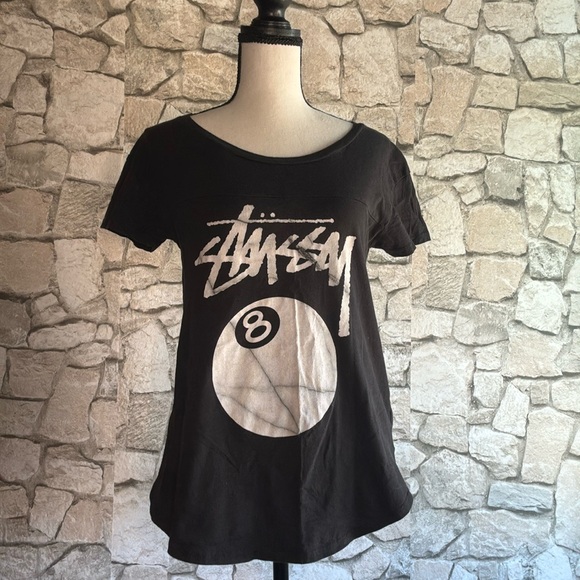 Stussy Black Tee with White Graphic - Picture 1 of 5